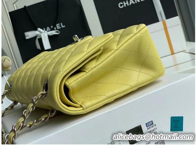 Famous Brand Chanel classic handbag Lambskin & silver Metal A01112 Lemon