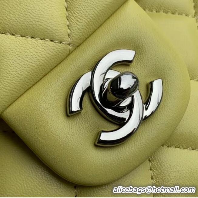 Famous Brand Chanel classic handbag Lambskin & silver Metal A01112 Lemon