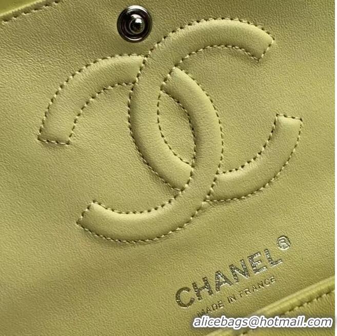 Famous Brand Chanel classic handbag Lambskin & silver Metal A01112 Lemon