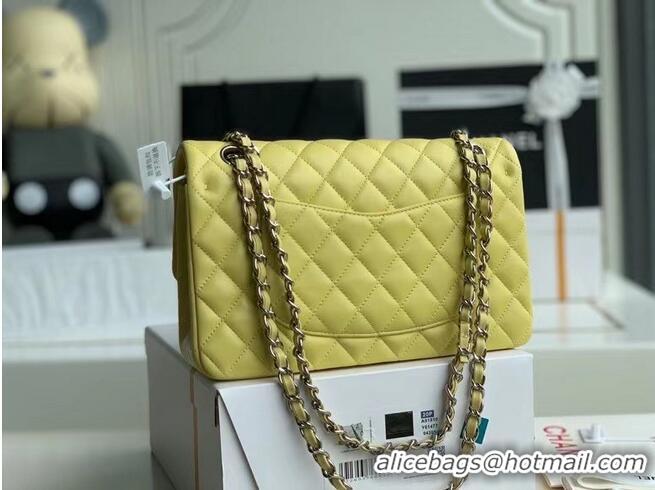 Famous Brand Chanel classic handbag Lambskin & silver Metal A01112 Lemon