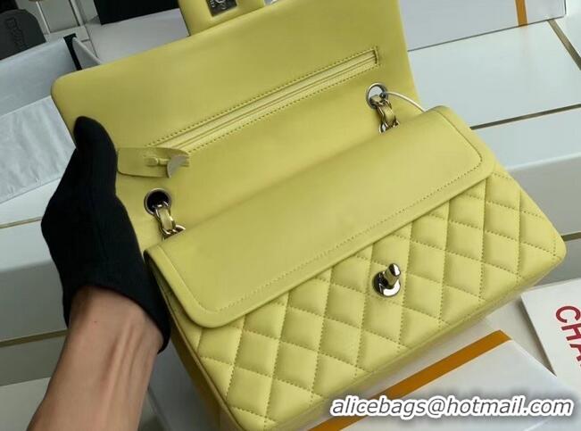 Famous Brand Chanel classic handbag Lambskin & silver Metal A01112 Lemon