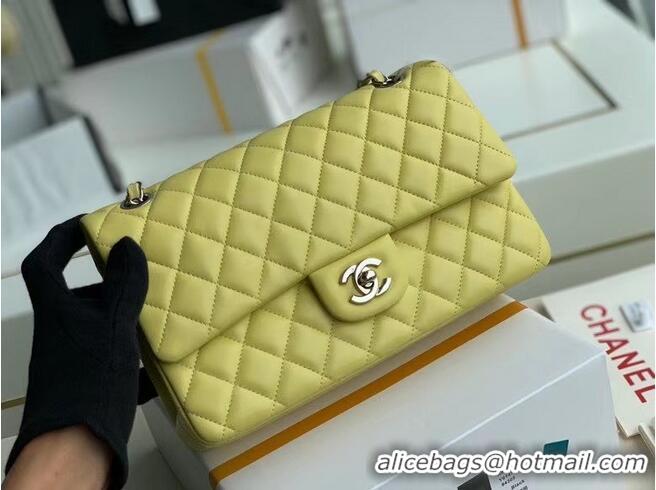 Famous Brand Chanel classic handbag Lambskin & silver Metal A01112 Lemon