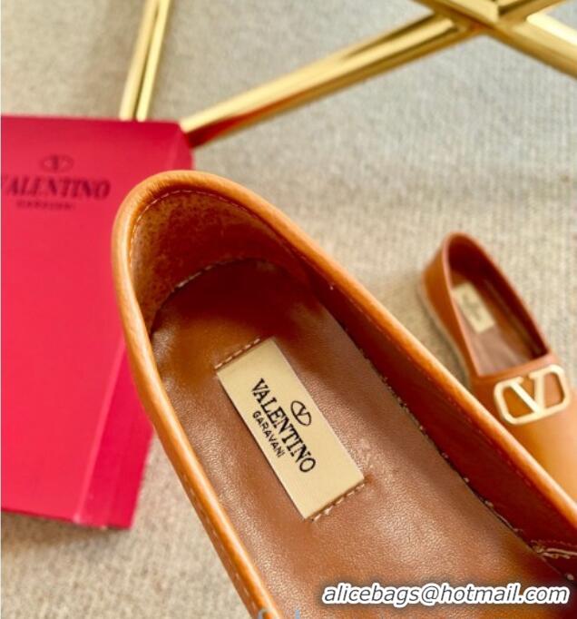 Top Quality Valentino VLogo Leather Espadrilles 082816 Brown