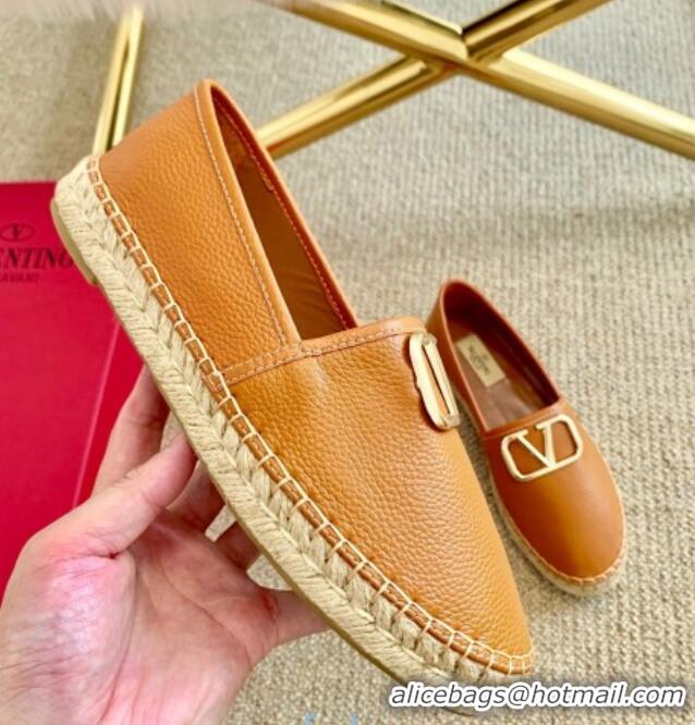 Top Quality Valentino VLogo Leather Espadrilles 082816 Brown