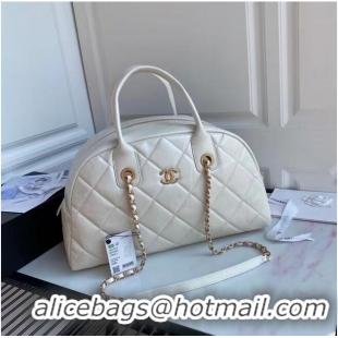 Promotional Chanel Original Sheepskin Leather Travel Bag AS2223 White