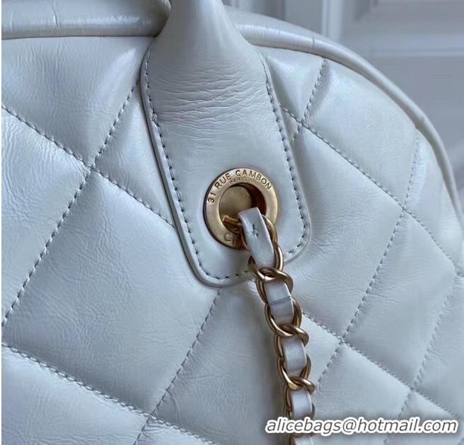 Promotional Chanel Original Sheepskin Leather Travel Bag AS2223 White