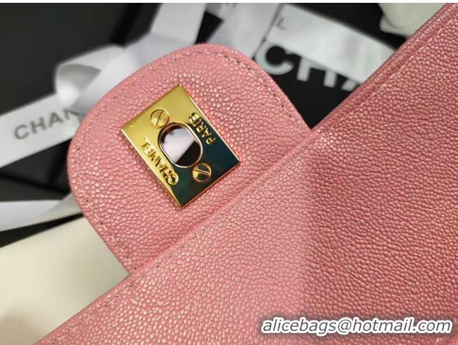 Unique Style Chanel flap bag Iridescent Grained Calfskin&Gold-Tone AS1112 pink