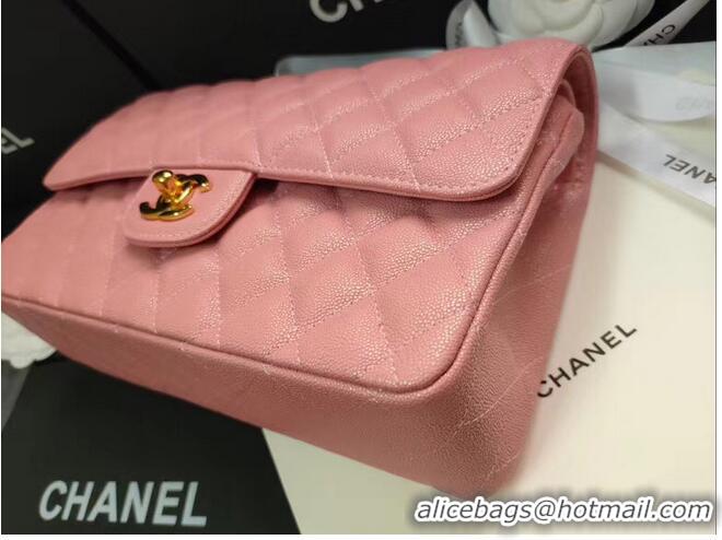 Unique Style Chanel flap bag Iridescent Grained Calfskin&Gold-Tone AS1112 pink