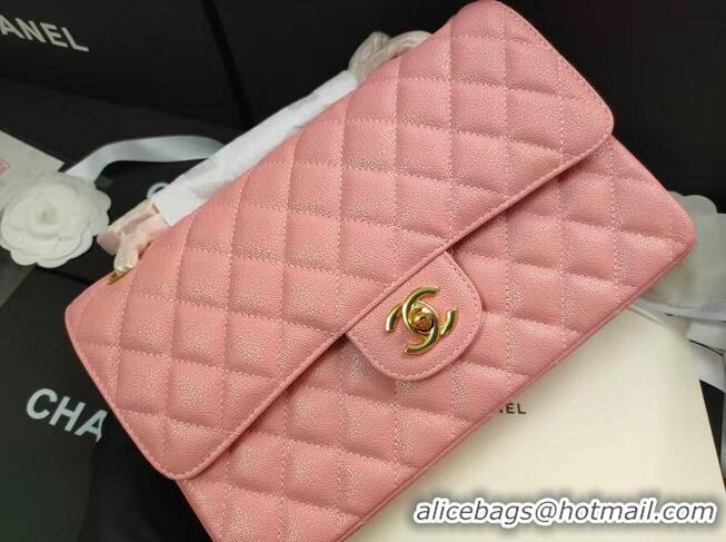 Unique Style Chanel flap bag Iridescent Grained Calfskin&Gold-Tone AS1112 pink