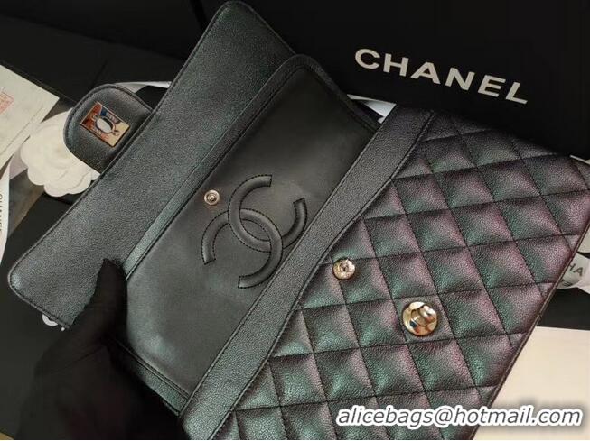 Most Popular Chanel flap bag Iridescent Grained Calfskin&Gold-Tone AS1112 black