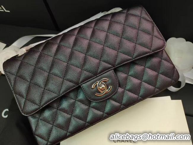 Most Popular Chanel flap bag Iridescent Grained Calfskin&Gold-Tone AS1112 black