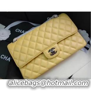 Grade Quality Chanel flap bag Iridescent Grained Calfskin&silver Metal -Tone AS1112 yellow