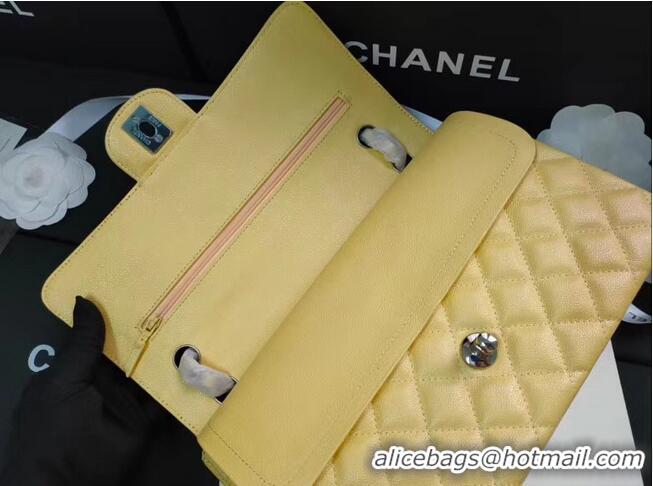 Grade Quality Chanel flap bag Iridescent Grained Calfskin&silver Metal -Tone AS1112 yellow