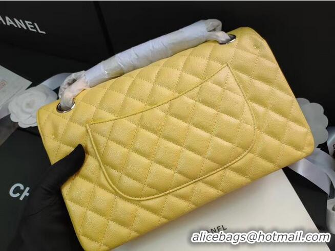 Grade Quality Chanel flap bag Iridescent Grained Calfskin&silver Metal -Tone AS1112 yellow