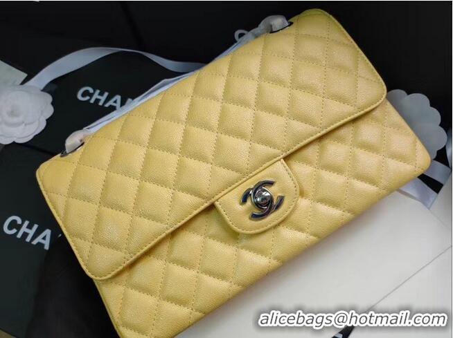 Grade Quality Chanel flap bag Iridescent Grained Calfskin&silver Metal -Tone AS1112 yellow