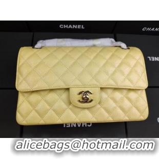 Inexpensive Chanel flap bag Iridescent Grained Calfskin&Gold-Tone AS1112 yellow