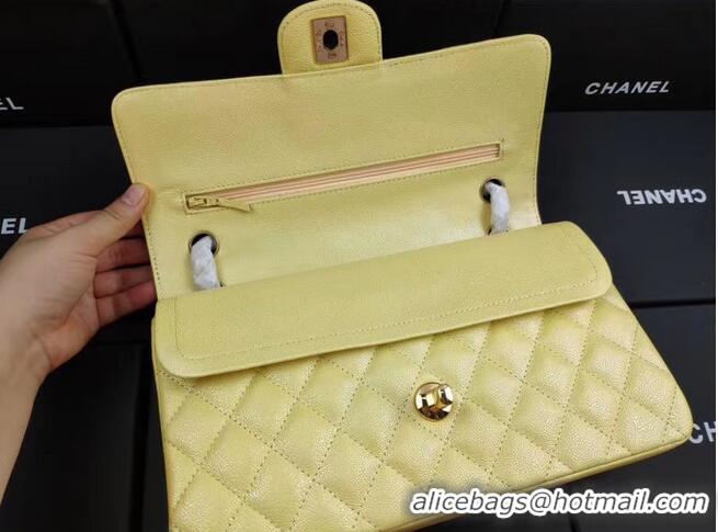 Inexpensive Chanel flap bag Iridescent Grained Calfskin&Gold-Tone AS1112 yellow