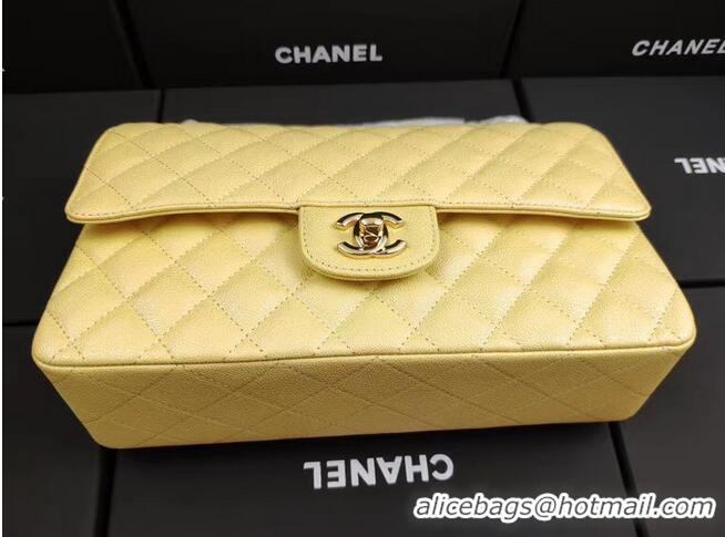 Inexpensive Chanel flap bag Iridescent Grained Calfskin&Gold-Tone AS1112 yellow