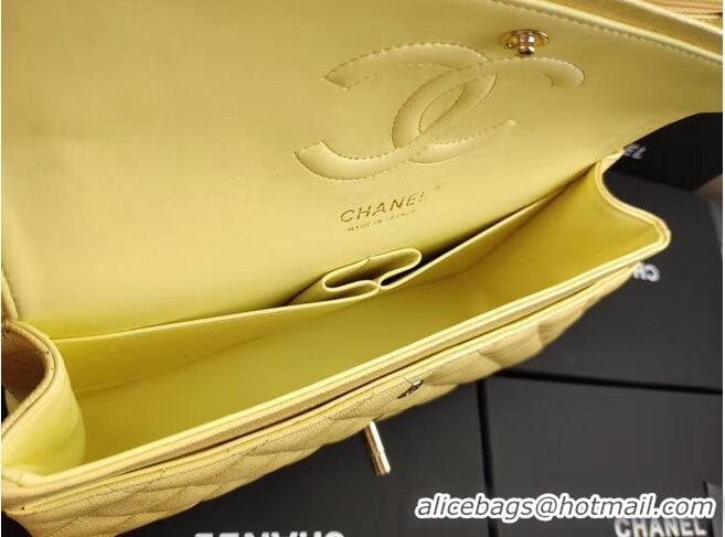 Inexpensive Chanel flap bag Iridescent Grained Calfskin&Gold-Tone AS1112 yellow