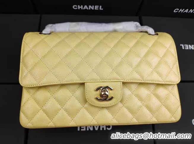 Inexpensive Chanel flap bag Iridescent Grained Calfskin&Gold-Tone AS1112 yellow