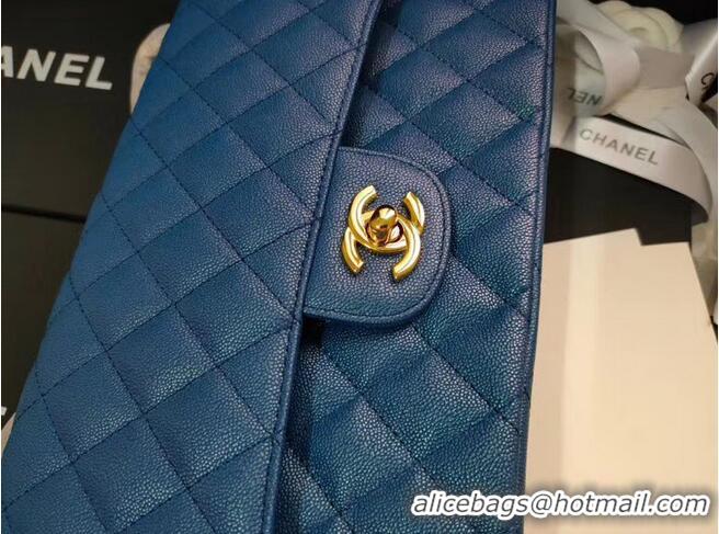 Unique Style Chanel flap bag Iridescent Grained Calfskin&Gold-Tone AS1112 blue