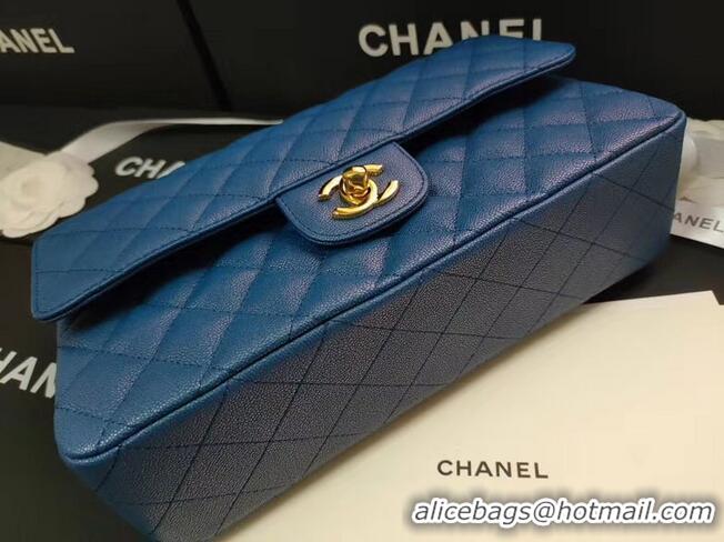 Unique Style Chanel flap bag Iridescent Grained Calfskin&Gold-Tone AS1112 blue