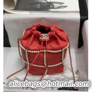 Good Product Chanel drawstring bag Lambskin & Gold Metal AS2388 red