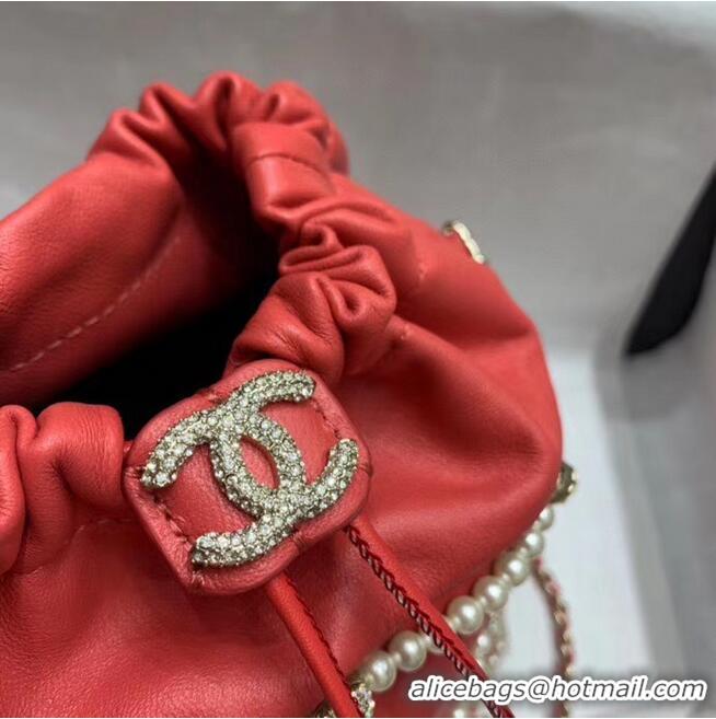 Good Product Chanel drawstring bag Lambskin & Gold Metal AS2388 red