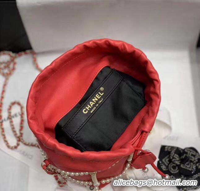 Good Product Chanel drawstring bag Lambskin & Gold Metal AS2388 red