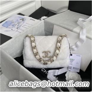 Top Design Chanel flap bag Shearling Lambskin Strass & Gold-Tone Metal AS2240 White