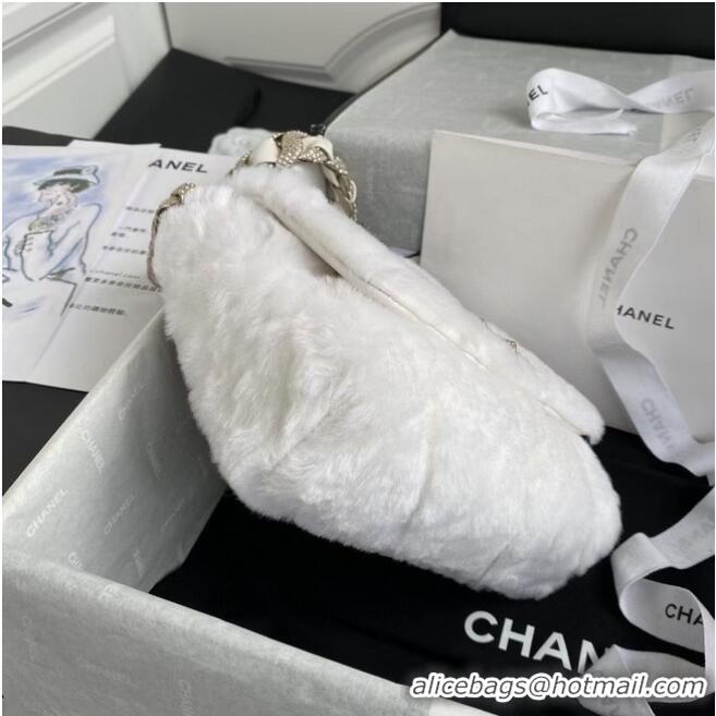 Top Design Chanel flap bag Shearling Lambskin Strass & Gold-Tone Metal AS2240 White