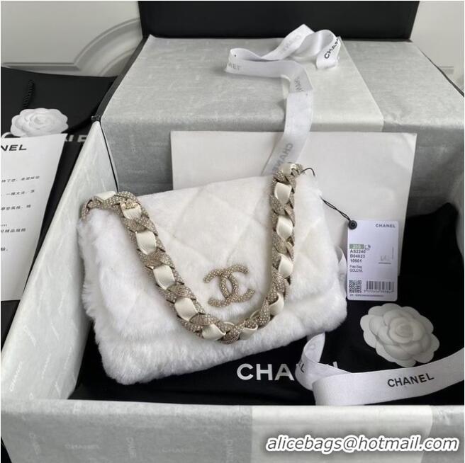 Top Design Chanel flap bag Shearling Lambskin Strass & Gold-Tone Metal AS2240 White