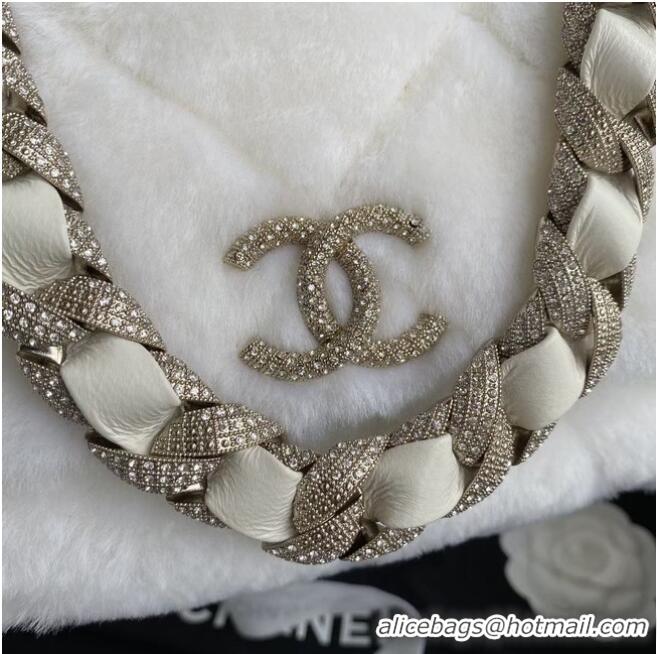 Top Design Chanel flap bag Shearling Lambskin Strass & Gold-Tone Metal AS2240 White