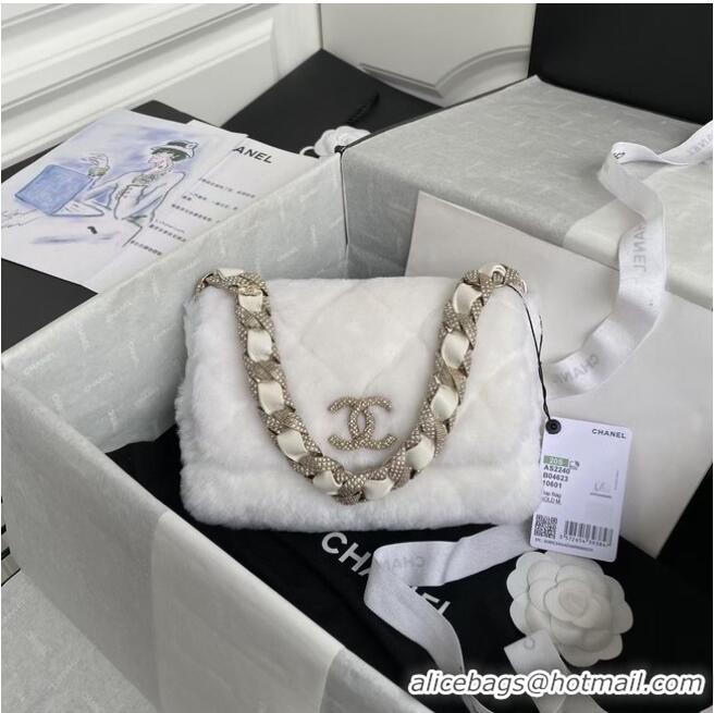 Top Design Chanel flap bag Shearling Lambskin Strass & Gold-Tone Metal AS2240 White