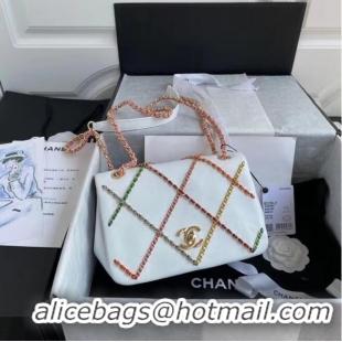 Buy Discount Chanel flap bag AS2383 White & Multicolor