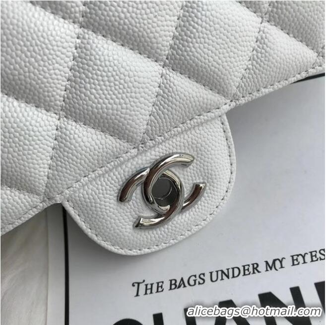 Most Popular Chanel Mini Flap Bag Grained Calfskin A1116 White Silver