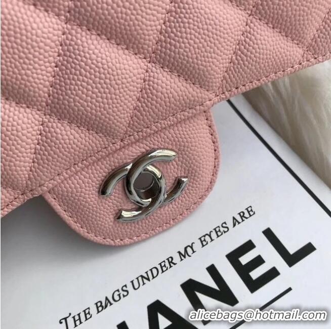 Cheapest Chanel mini flap bag Grained Calfskin A1116 Pink Silver