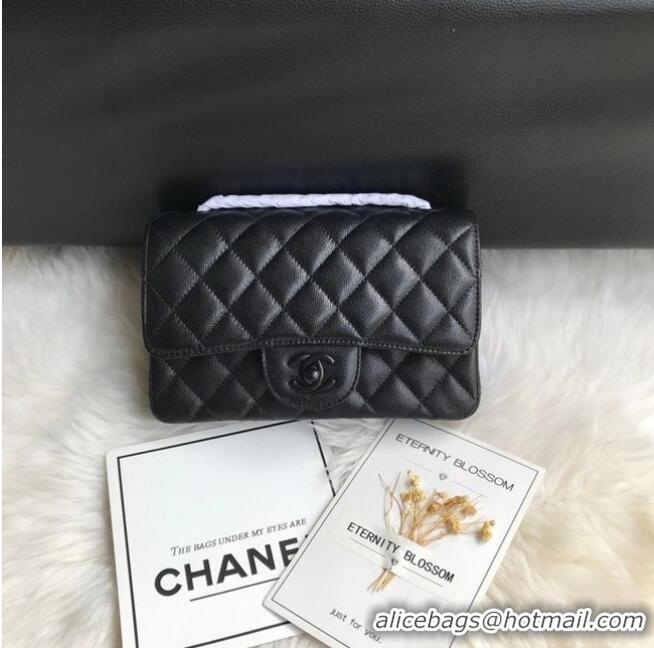 Inexpensive Chanel mini flap bag Grained Calfskin &black-Tone Metal A1116 black