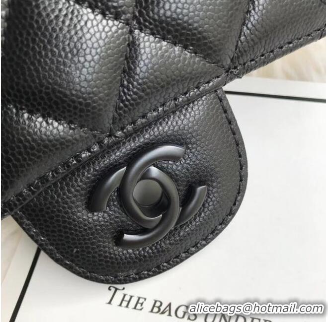 Inexpensive Chanel mini flap bag Grained Calfskin &black-Tone Metal A1116 black