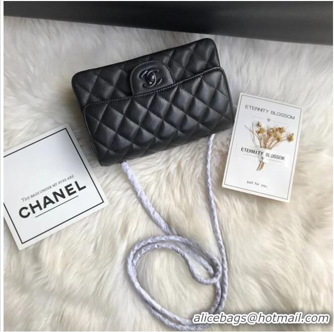 Inexpensive Chanel mini flap bag Grained Calfskin &black-Tone Metal A1116 black