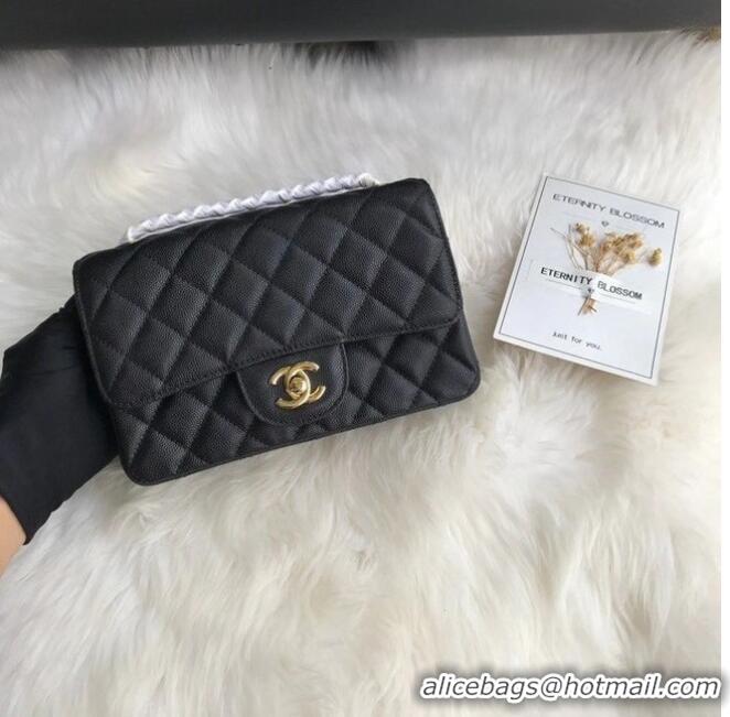 Best Chanel mini flap bag Grained Calfskin &GOLD-Tone Metal A1116 black