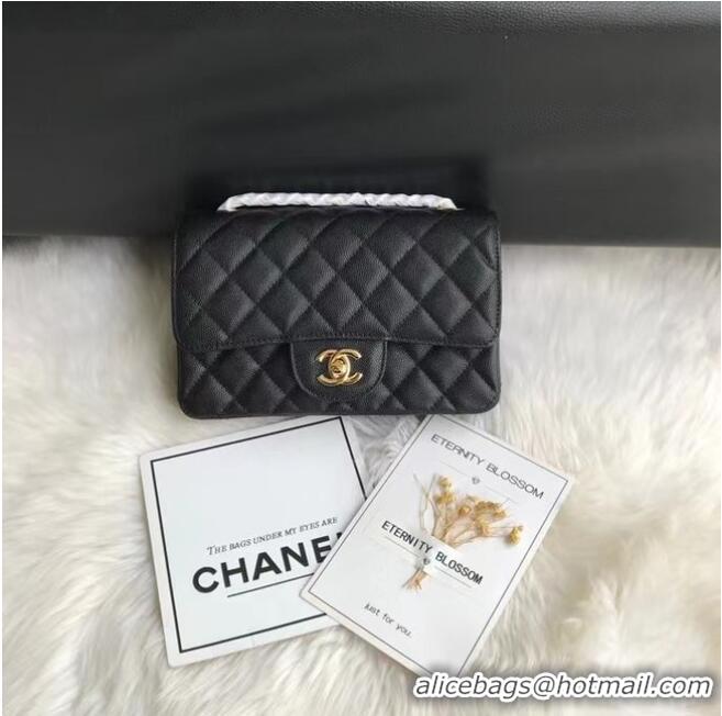 Best Chanel mini flap bag Grained Calfskin &GOLD-Tone Metal A1116 black