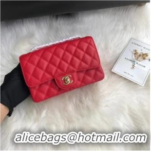 Discount Chanel mini flap bag Grained Calfskin A1116 RED Gold