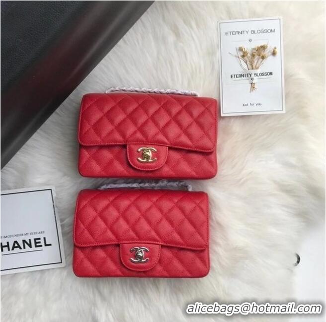 Discount Chanel mini flap bag Grained Calfskin A1116 RED Gold