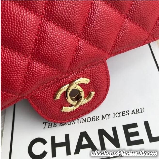 Discount Chanel mini flap bag Grained Calfskin A1116 RED Gold