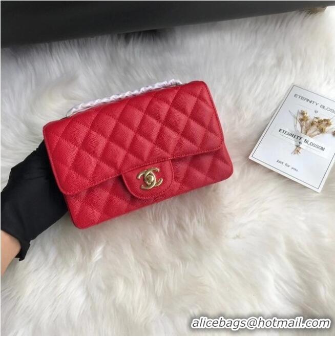 Discount Chanel mini flap bag Grained Calfskin A1116 RED Gold