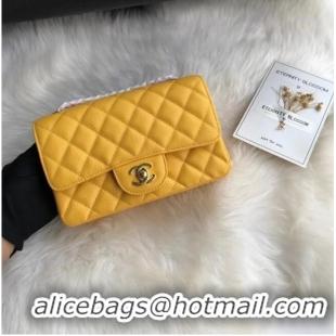 Top Grade Chanel mini flap bag Grained Calfskin A1116 Yellow Gold