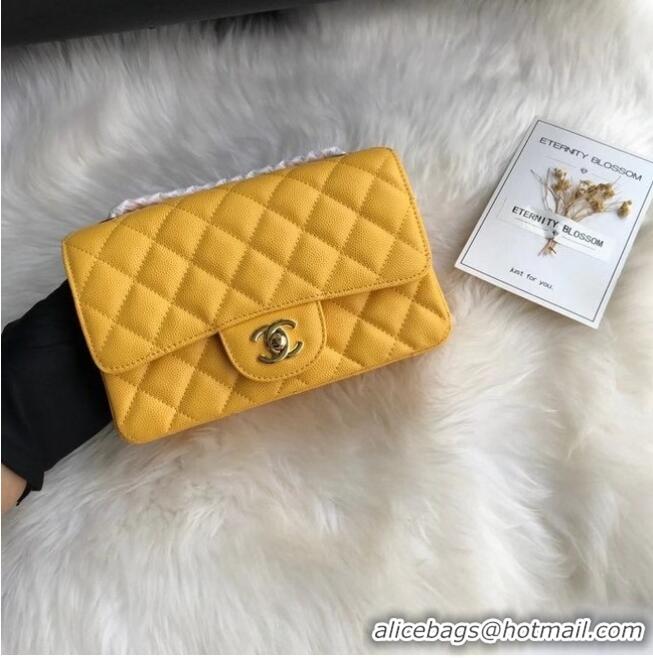 Top Grade Chanel mini flap bag Grained Calfskin A1116 Yellow Gold