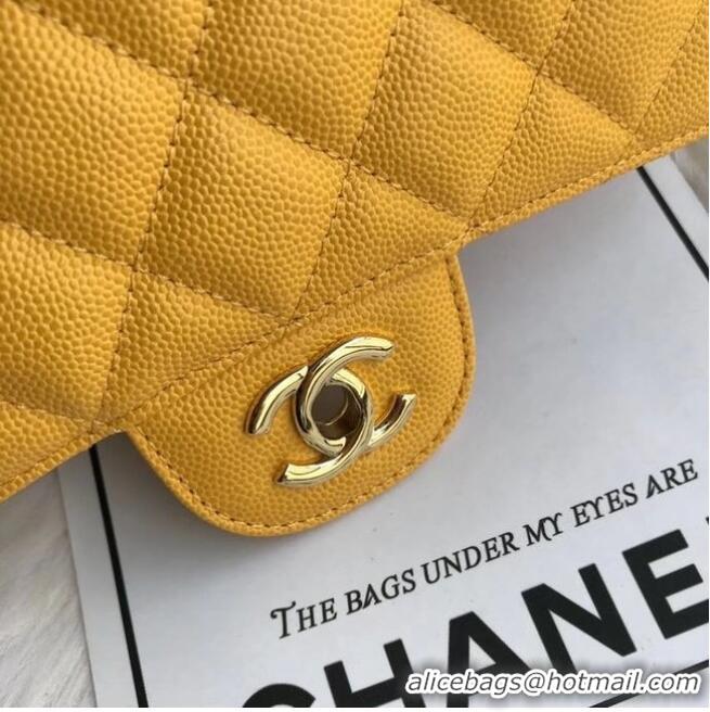 Top Grade Chanel mini flap bag Grained Calfskin A1116 Yellow Gold