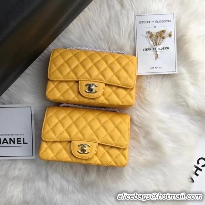 Top Grade Chanel mini flap bag Grained Calfskin A1116 Yellow Gold